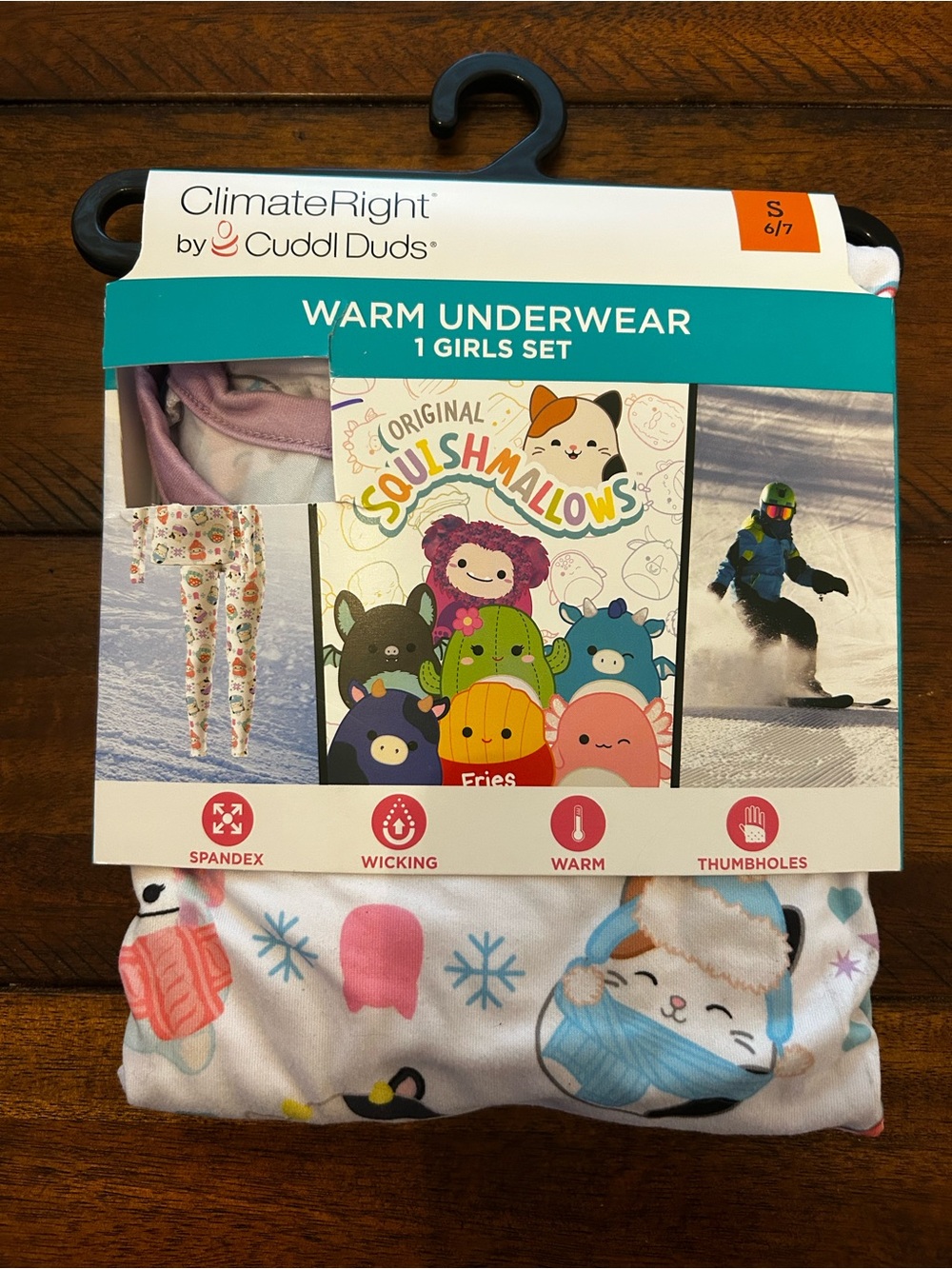 Cuddl Duds Girls White Pink Blue Thermal Underwear Set